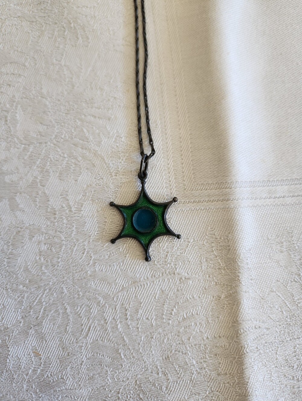 Sterling Silver 6-pointed Star Blue And Green